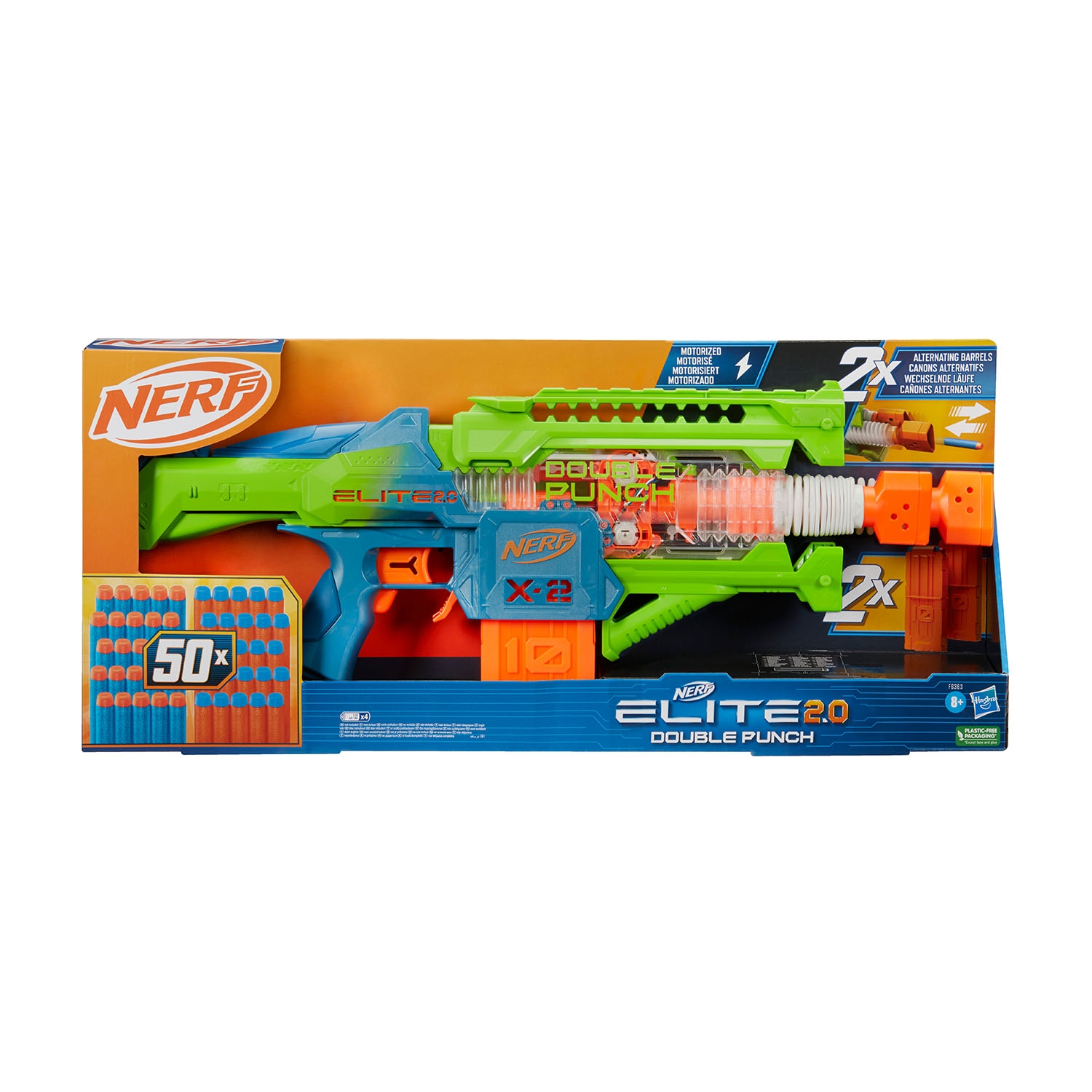 Wyrzutnia Nerf Elite 2.0 Double Punch, 50 strzałek