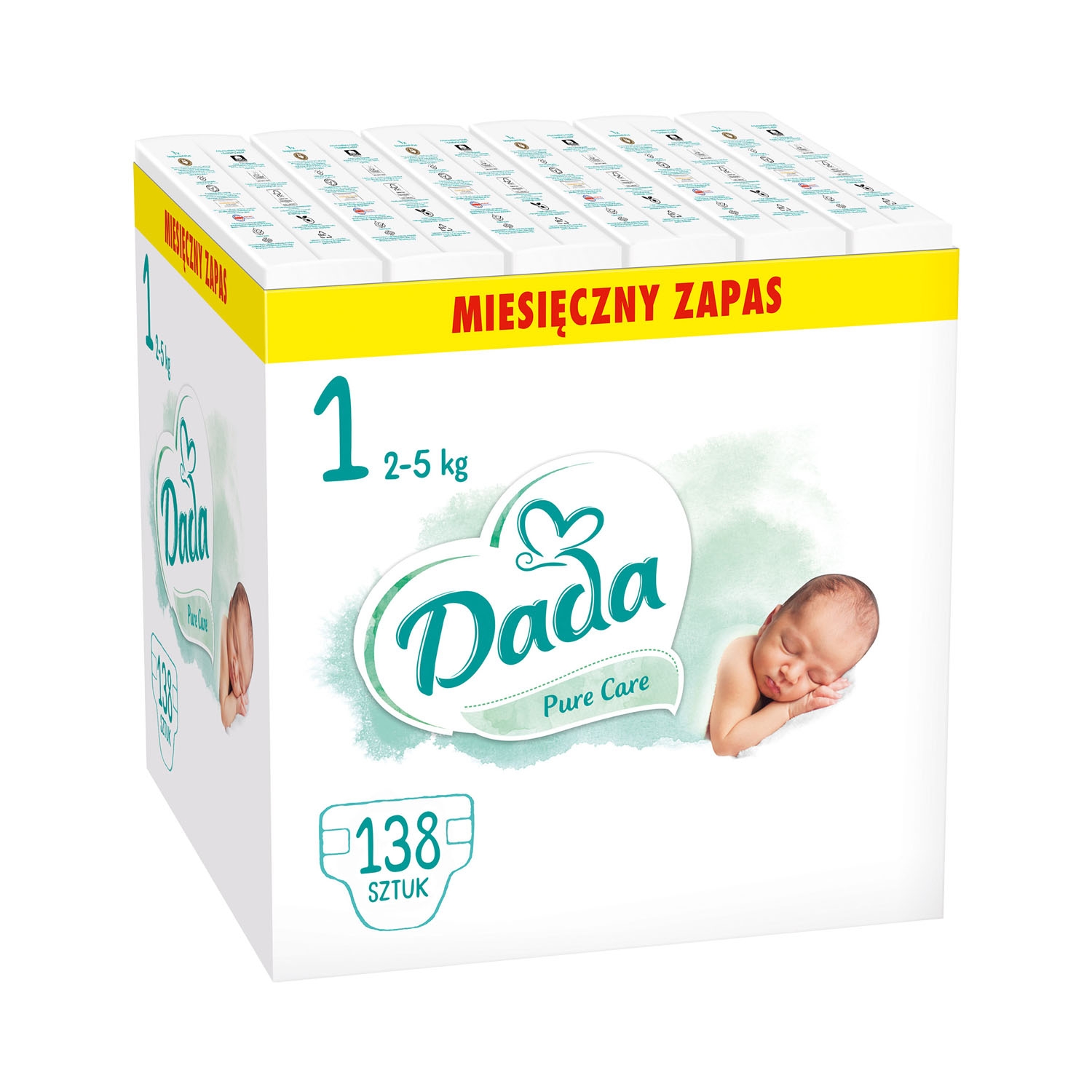Pieluszki Pure Care 1 New Born, 2-5 kg, 138 szt., identyfikator wilgotności