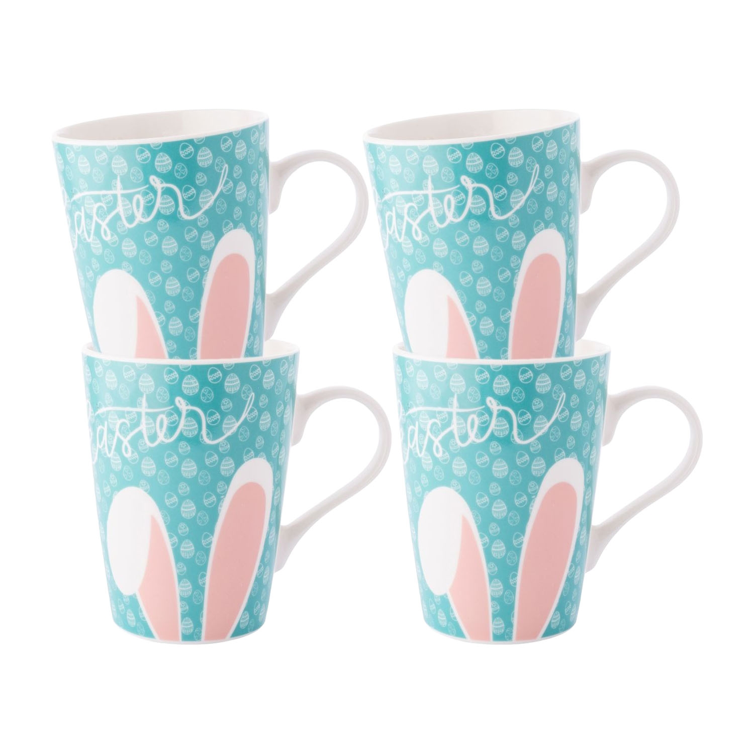 Komplet 4 kubków Altom Design, 420 ml, porcelana, turkusowe