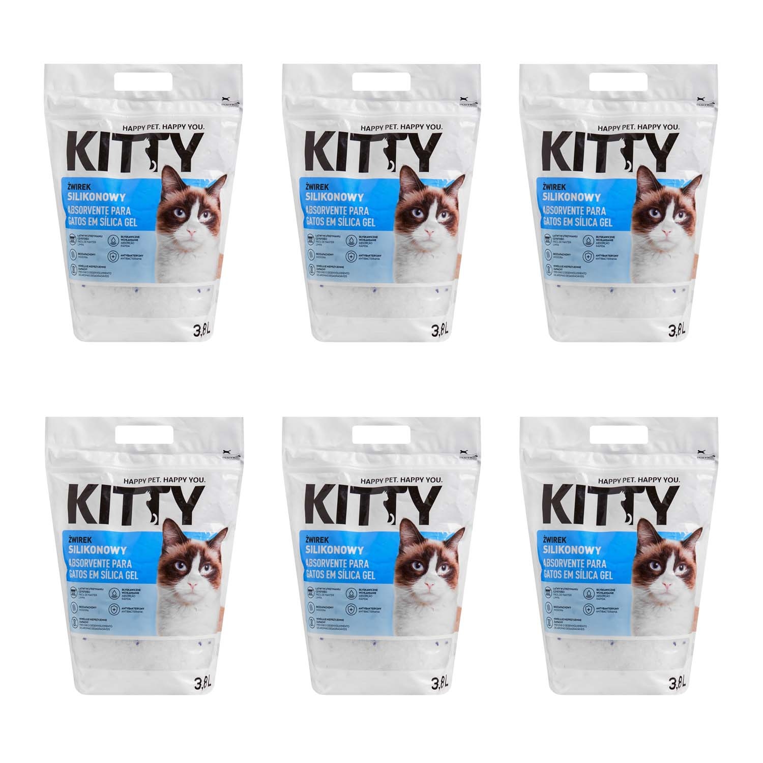 Żwirek dla kota Kitty, silikonowy, biały, 6 x 3,8L