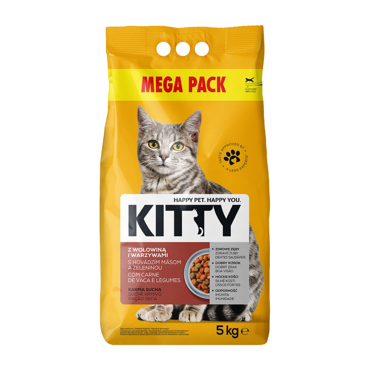 Sucha karma dla kotów Kitty, wołowina i warzywa, 5 kg