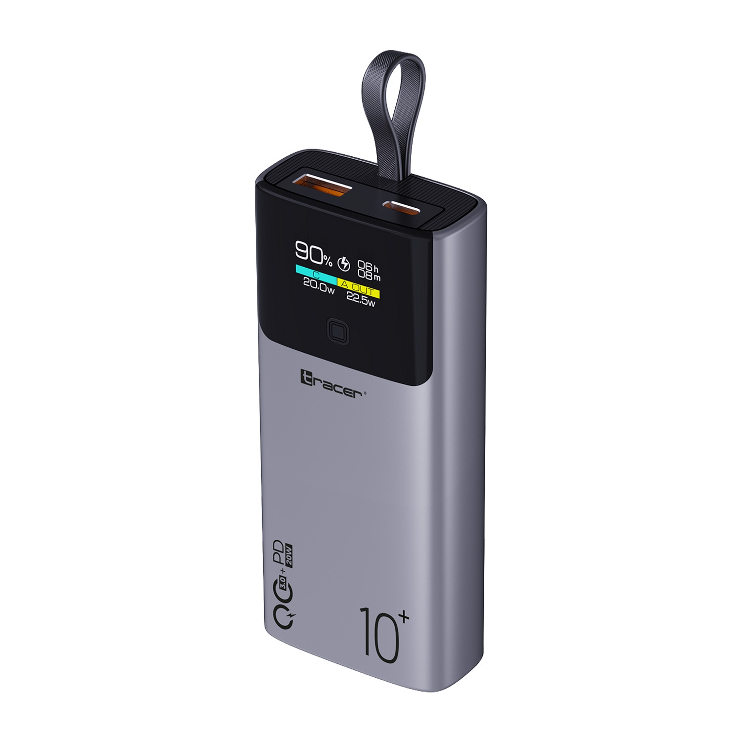 Powerbank Tracer Comet, 10000 mAh, 20 W, czarno-stalowy