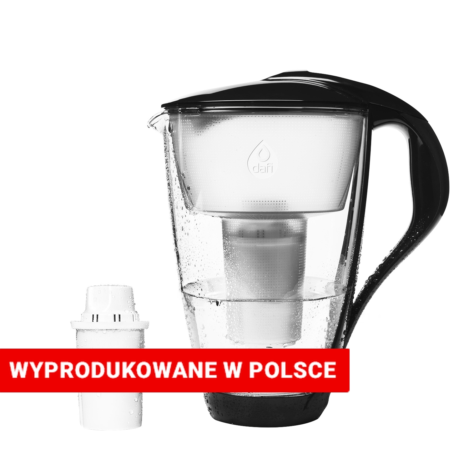 Dzbanek filtrujący szklany 2 L CRYSTAL, czarny, Classic LED