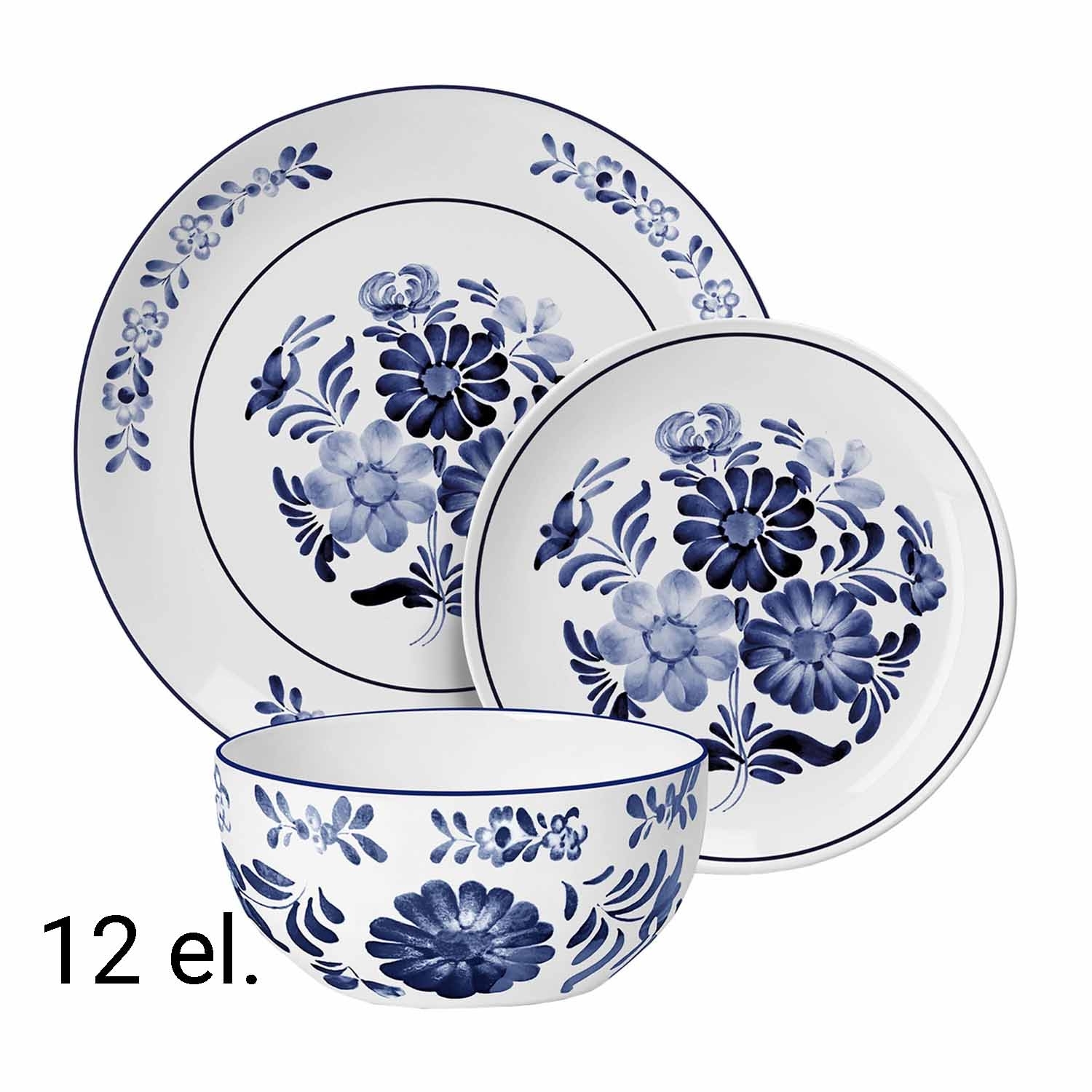 Zestaw obiadowy z porcelany na 4 osoby MG Home Sintra, 12 elementów, biały