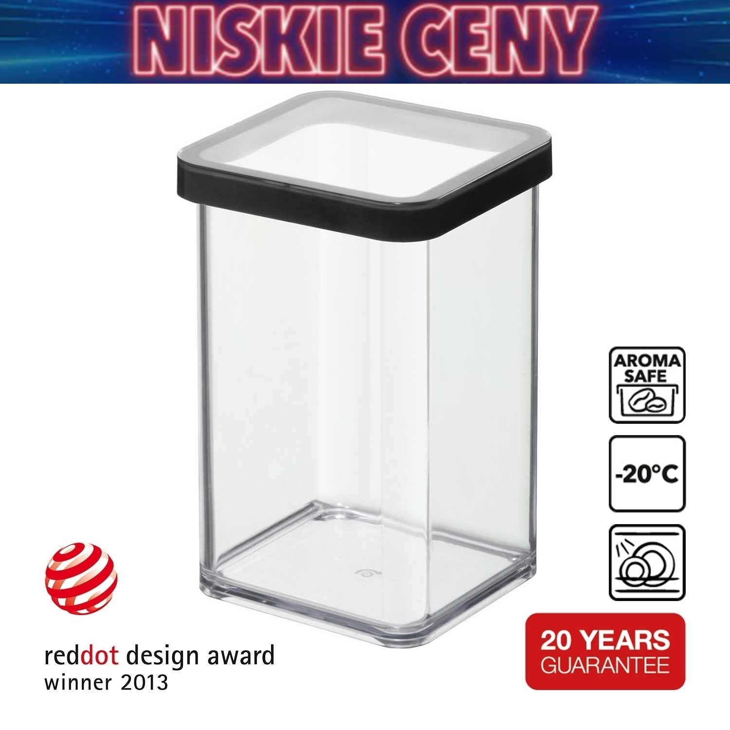 Pojemnik kwadratowy Rotho Loft, 1 l, czarny