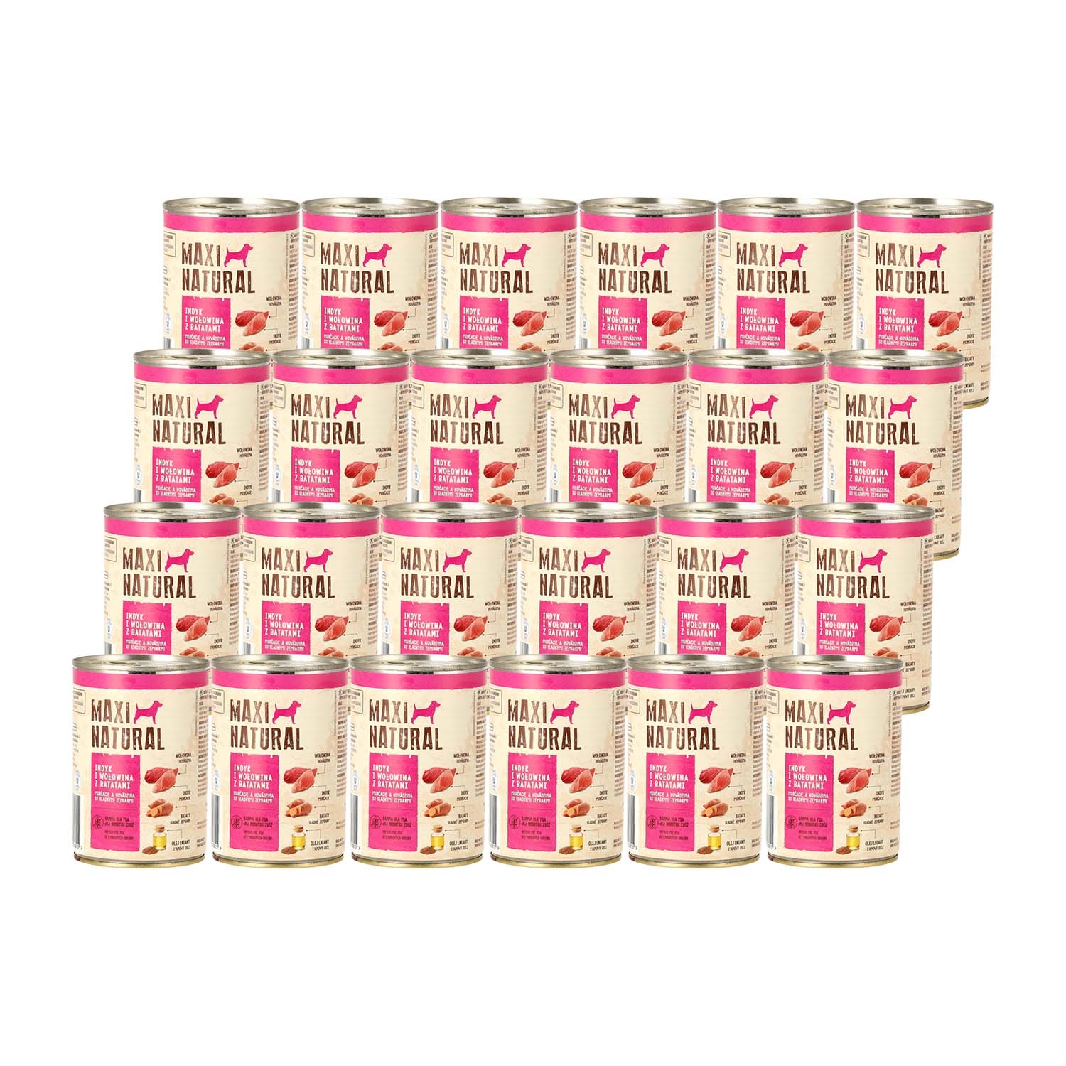 Karma dla psa Maxi Natural, indyk i wołowina z batatami, mokra, 24 x 400 g