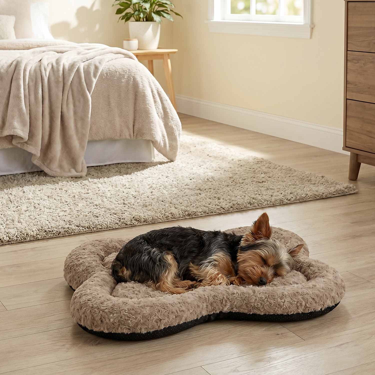 Legowisko Domarex Plushy Bed M, 50 x 80 cm, kostka, beżowe