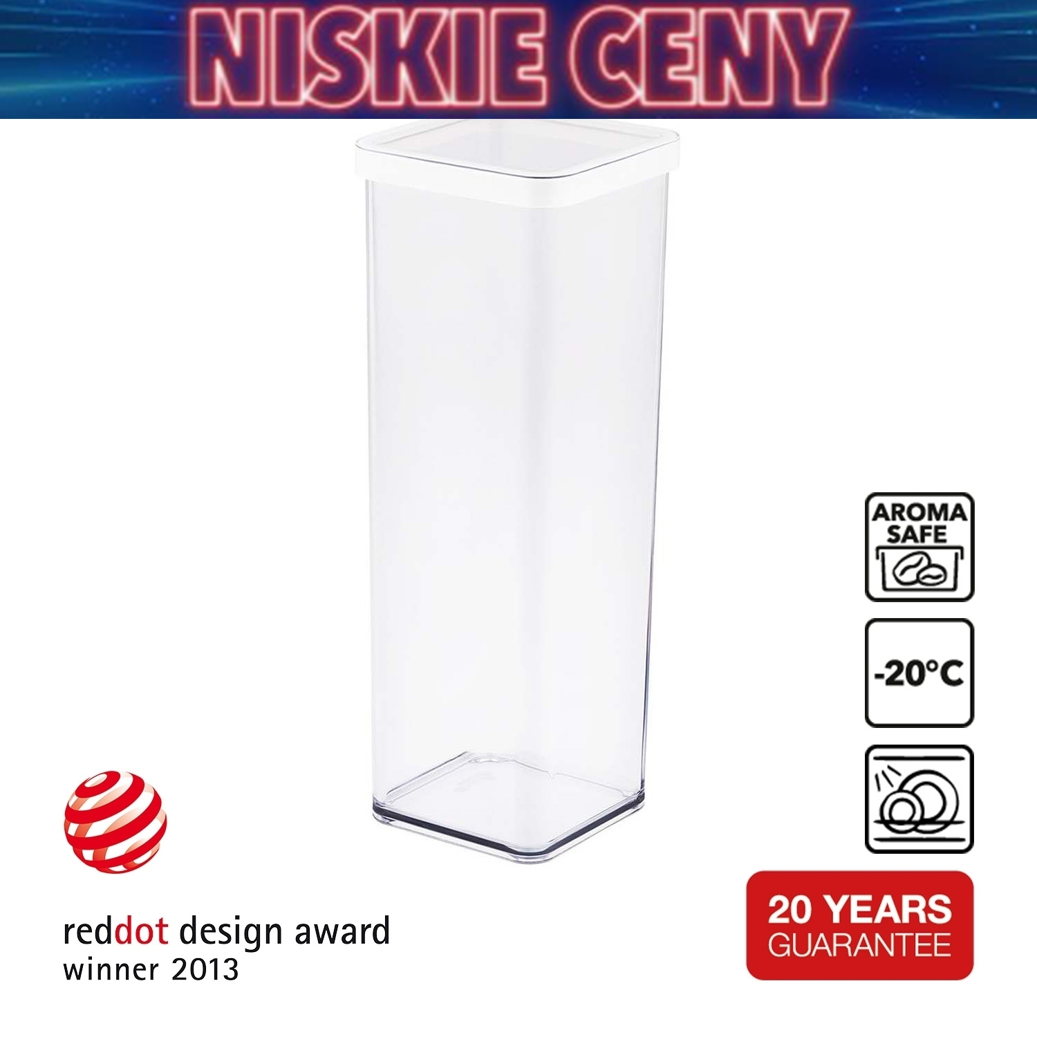Pojemnik kwadratowy Rotho Loft, 2 l, biały