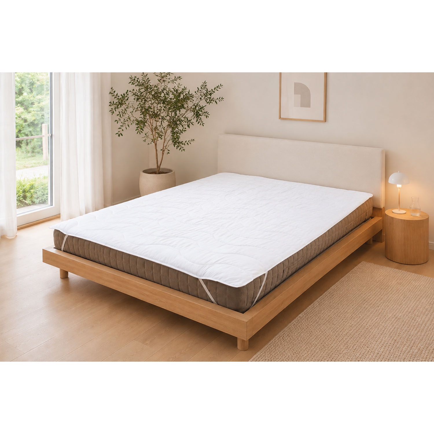 Nakładka na materac 160 x 200 cm Wendre Cotton Percale, biała