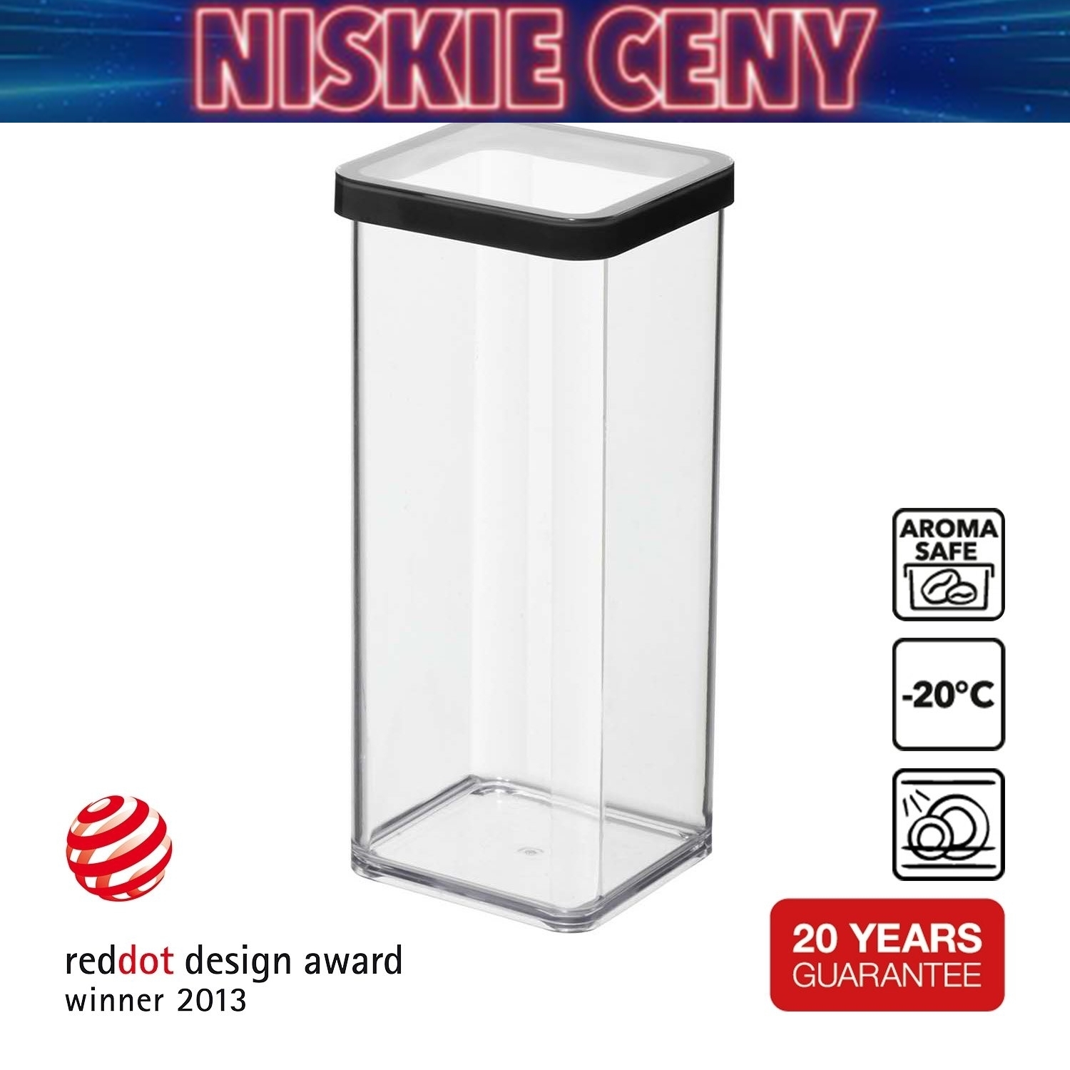 Pojemnik kwadratowy Rotho Loft, 1,5 l, czarny