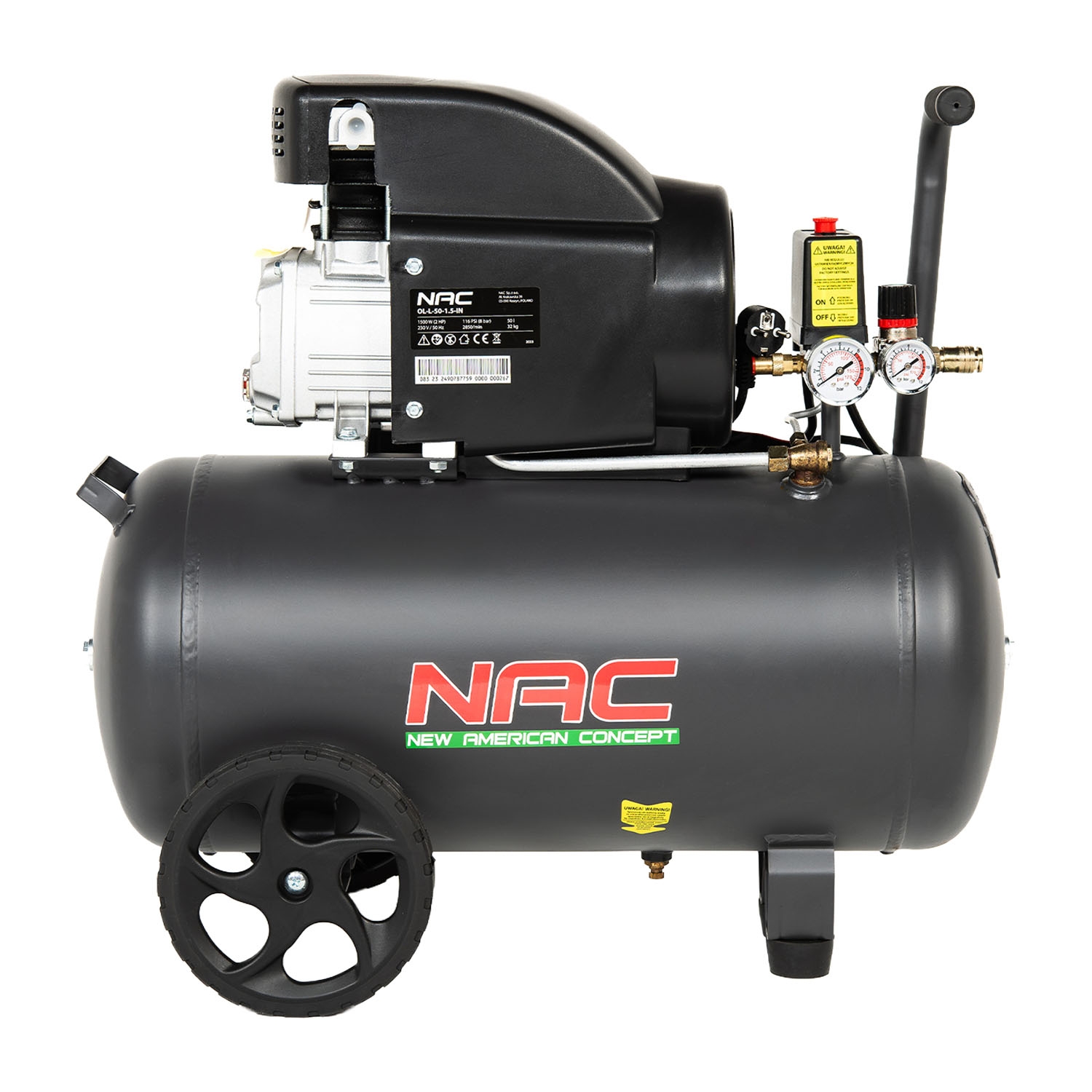 Kompresor warsztatowy olejowy NAC OL-L-50-1.5-IN, 1500 W, 8 barów