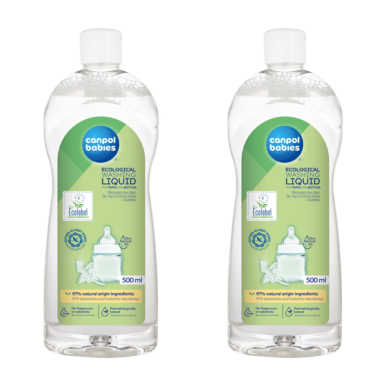 Płyn do mycia smoczków i butelek Canpol Babies, 2 x 500 ml