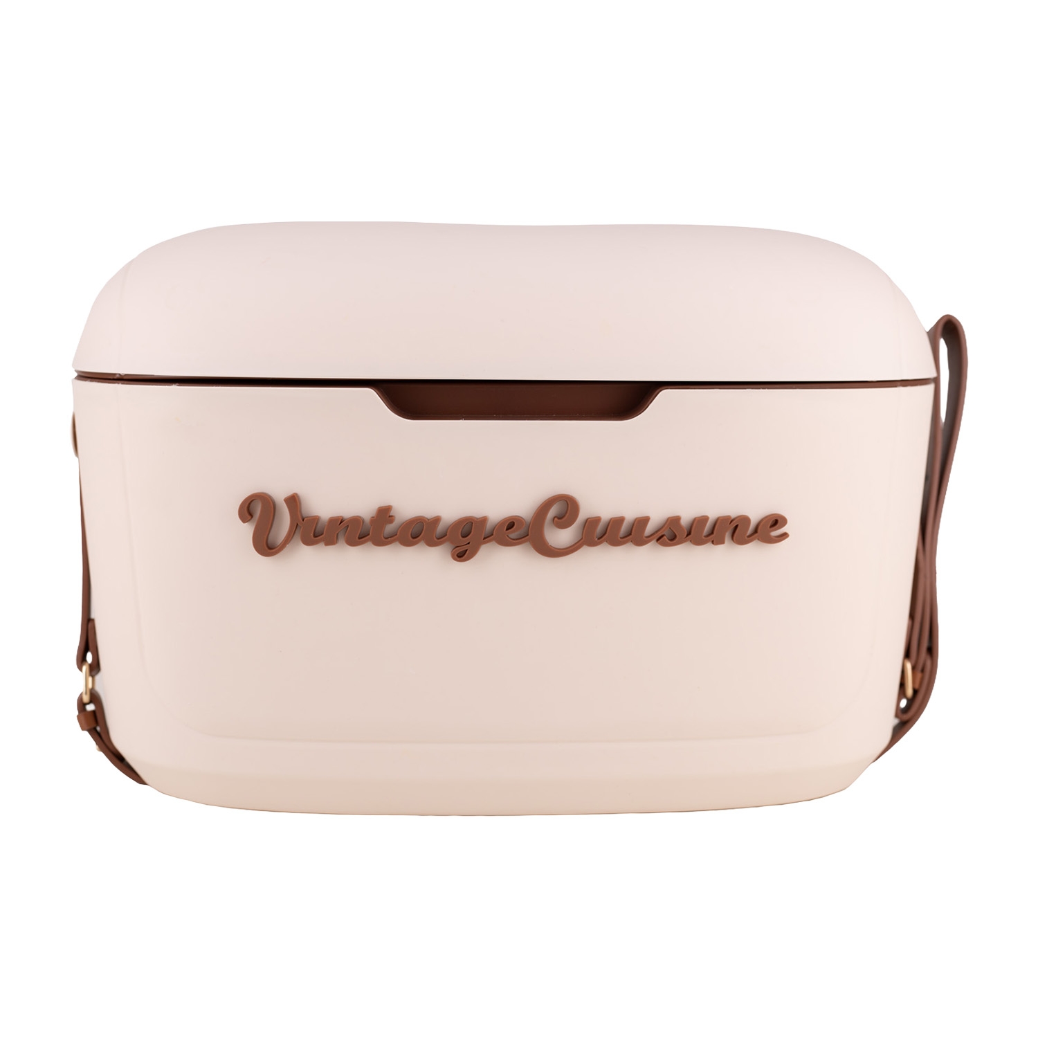 Lodówka turystyczna Vintage Cuisine, 18,8 l, z paskiem do przenoszenia, beżowa