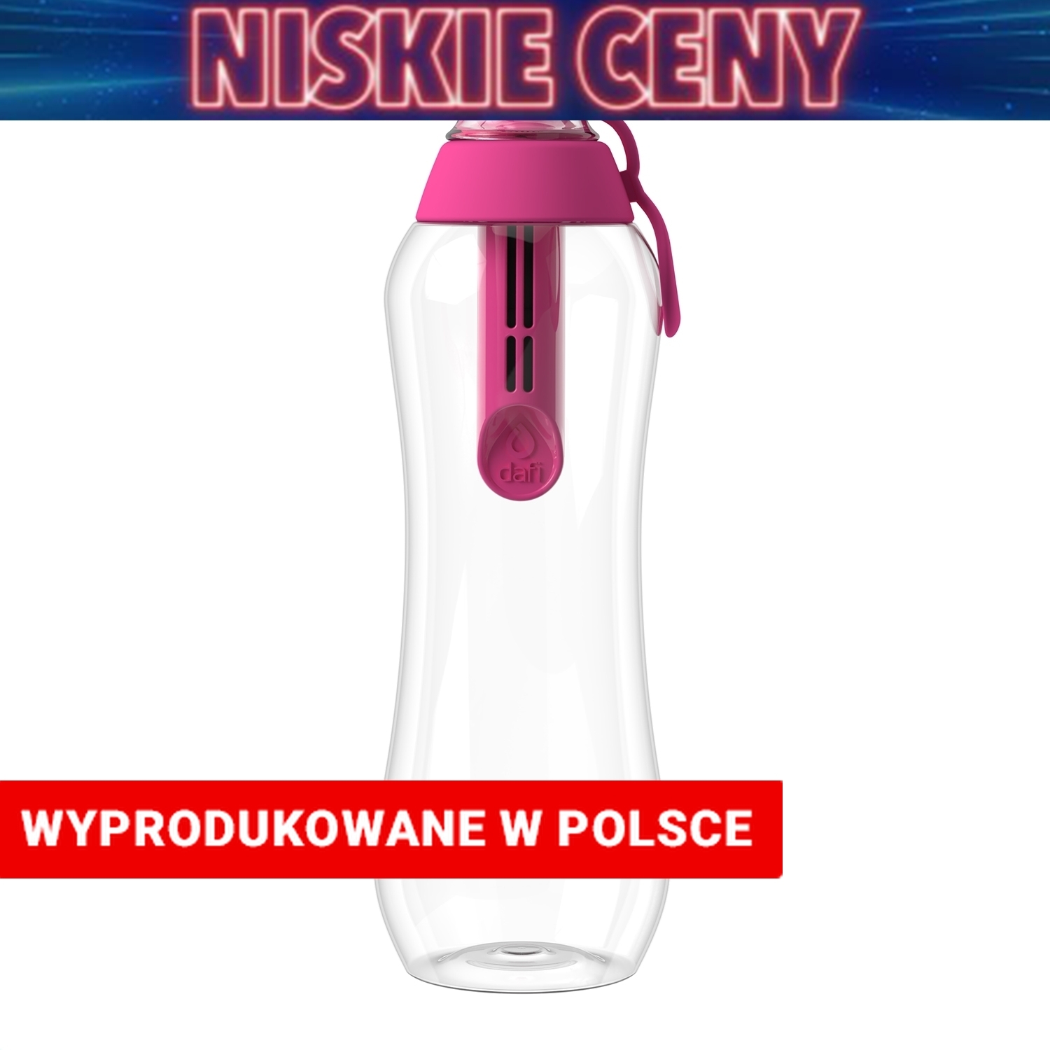 Butelka filtrująca 0,5 L SOFT, różowa, 1 filtr w zestawie