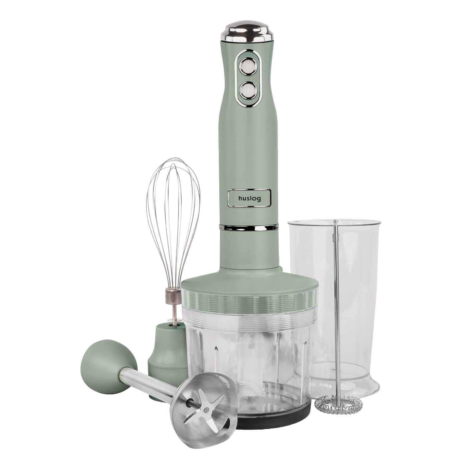 Blender ręczny 4 w 1 Huslog QuickBlend, 700 W, 4 końcówki, zielony