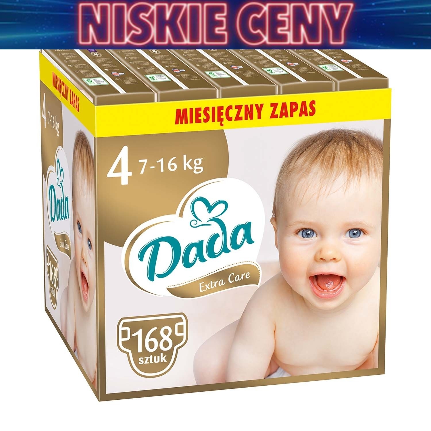 Pieluszki Dada Extra Care 4, 7-16 kg, 168 szt., superchłonny wkład