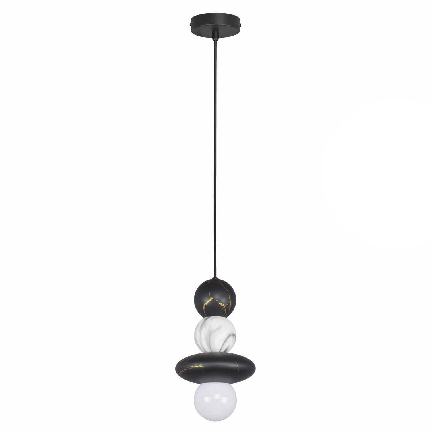 Lampa wisząca Sanico Goldlux Marble, E27, 2 kule, biało-czarna
