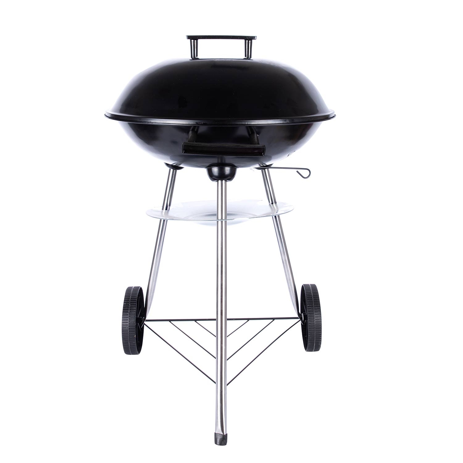 Grill kulisty 16”, czarny, z pokrywą i popielnikiem