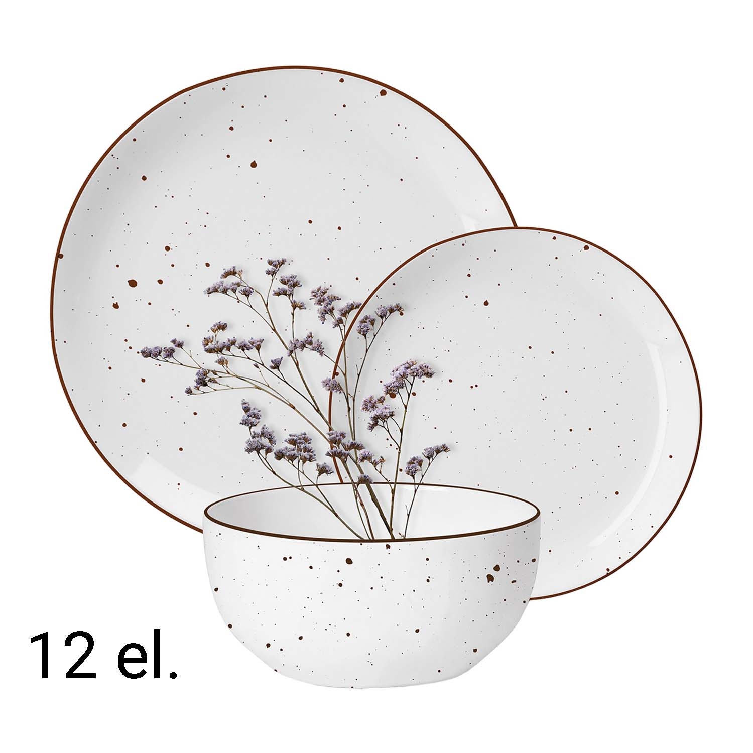 Zestaw obiadowy z porcelany na 4 osoby MG Home Gemma, 12 elementów, biały