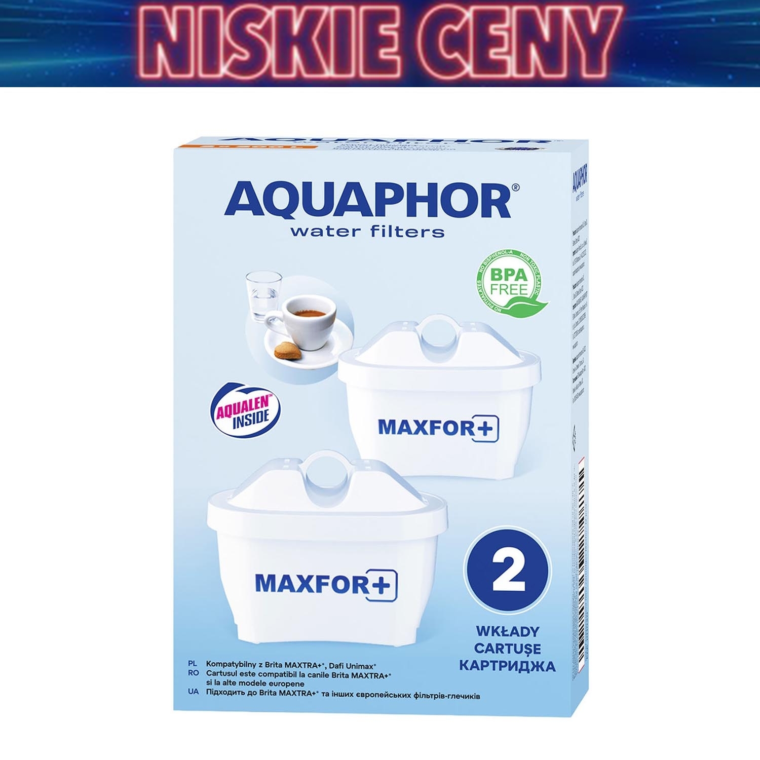 Wkład filtrujący Aquaphor Maxfor+, do dzbanka filtrującego, 2 sztuki