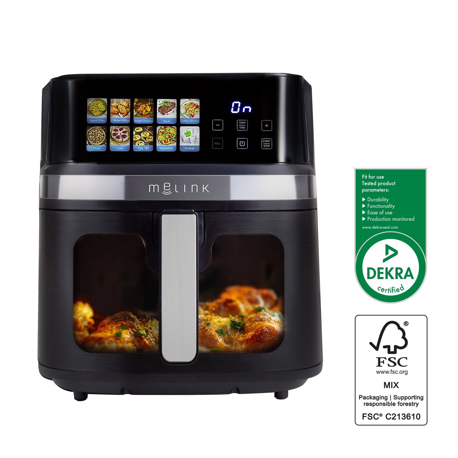 Frytkownica beztłuszczowa z okienkiem Melink, 1700 W, 8,6 l, czarna