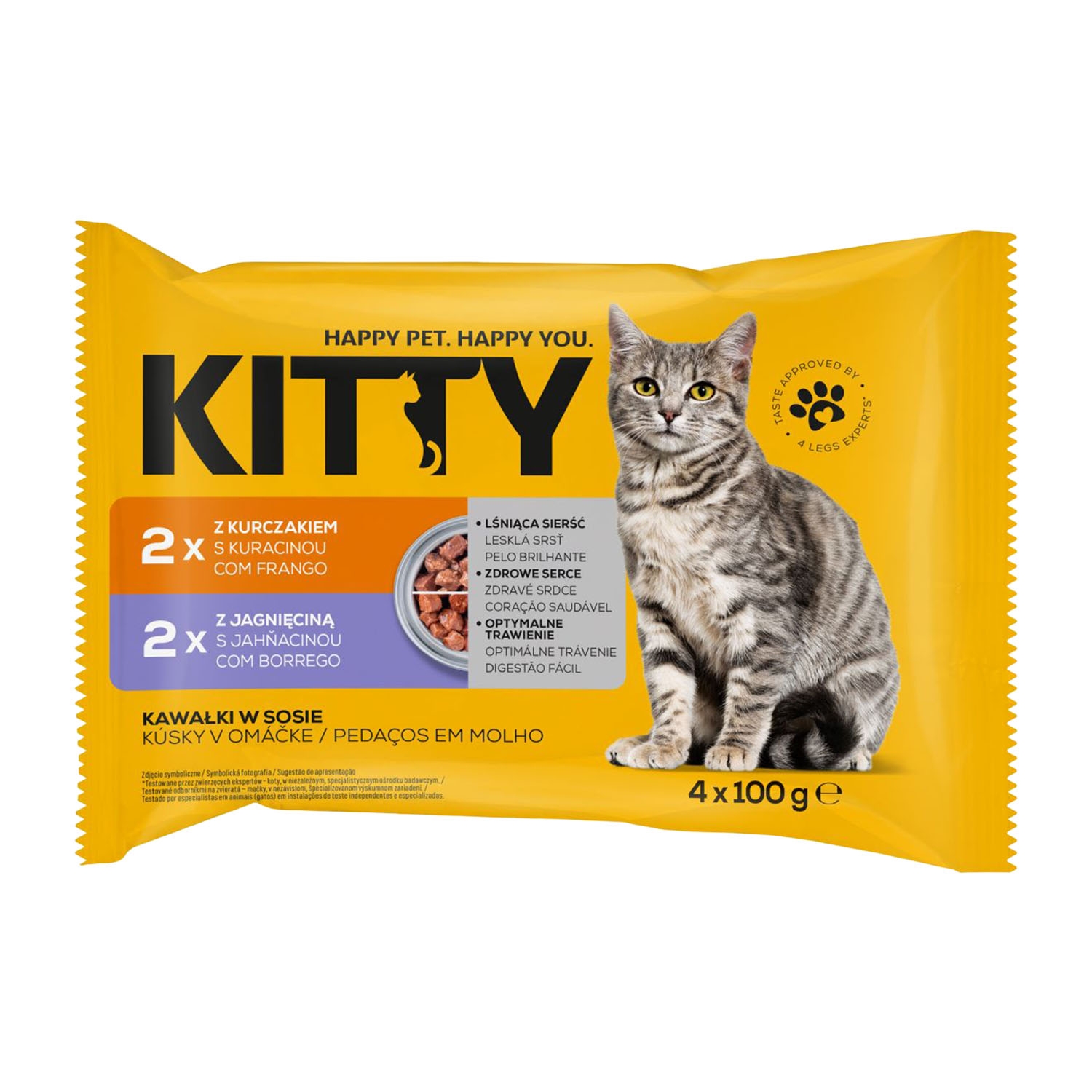 Mokra karma dla kotów Kitty, saszetki, mix smaków, 72 x 100 g