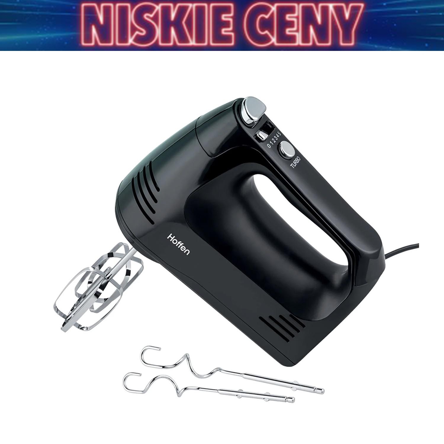 Mikser ręczny Hoffen, 400 W, 4 końcówki, czarny