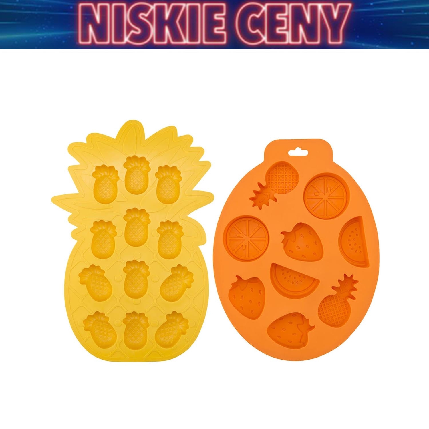 Foremki do lodu Altom Design, 2 szt., silikonowe, pomarańcza i ananas