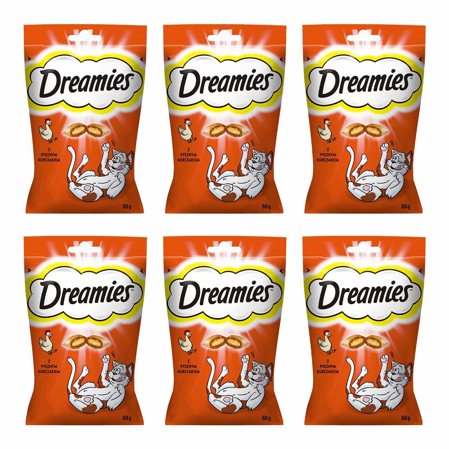 Przysmak dla kota Dreamies, z kurczakiem, 6 x 60 g