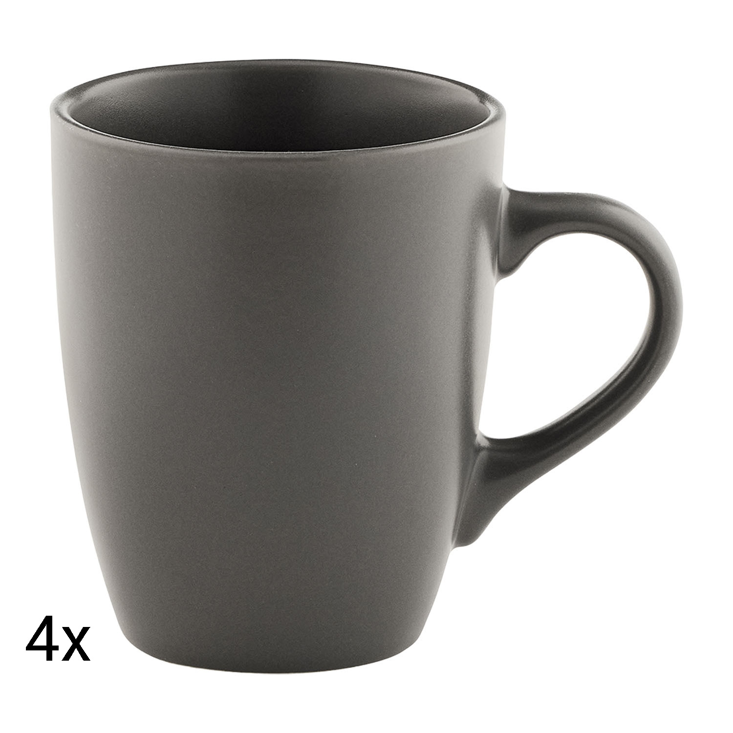 Zestaw kubków ceramicznych Domotti Pastelli, 350 ml, 4 sztuki, ciemnoszare