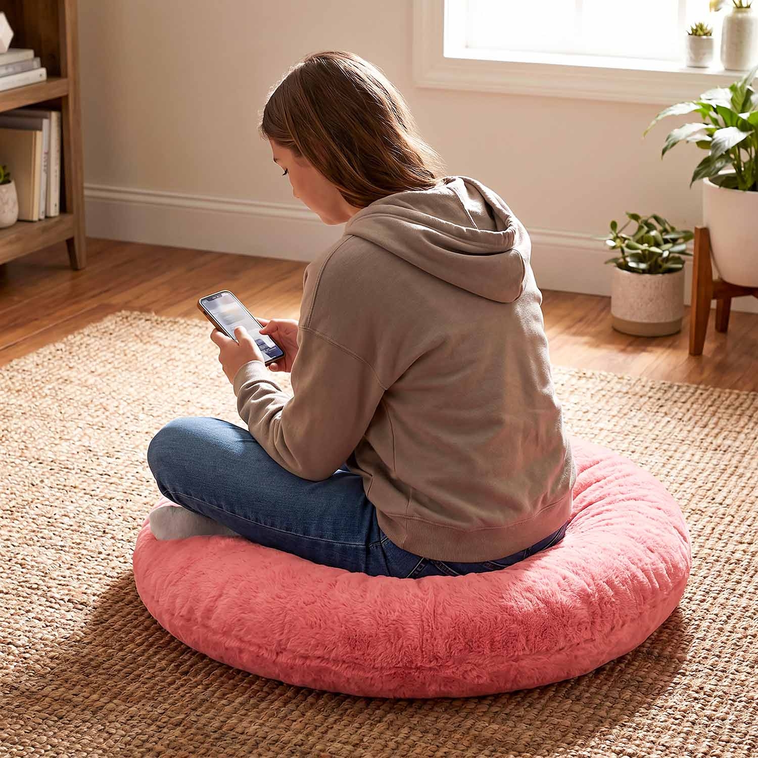 Poduszka okrągła Domarex Ivy Plush, różowa