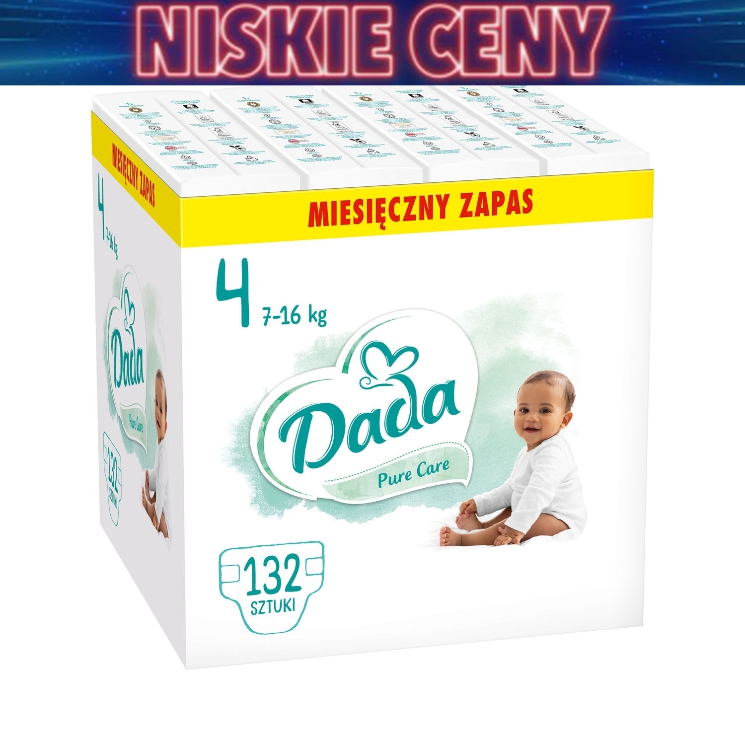 Pieluszki Pure Care 4 Maxi, 7-16 kg, 132 szt., identyfikator wilgotności