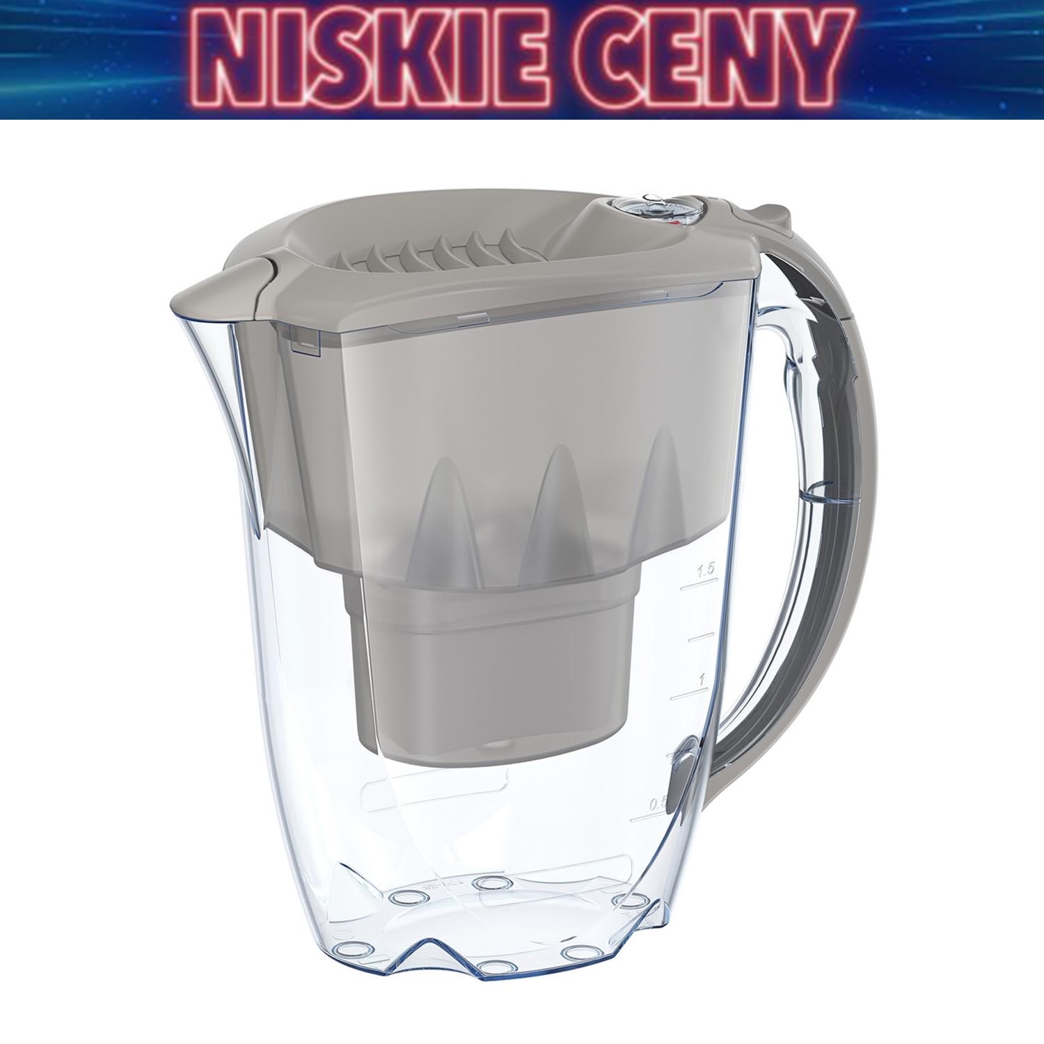 Dzbanek filtrujący AMETHYST do wody, 2,8l, szary, 3 wkłady B25 Maxfor