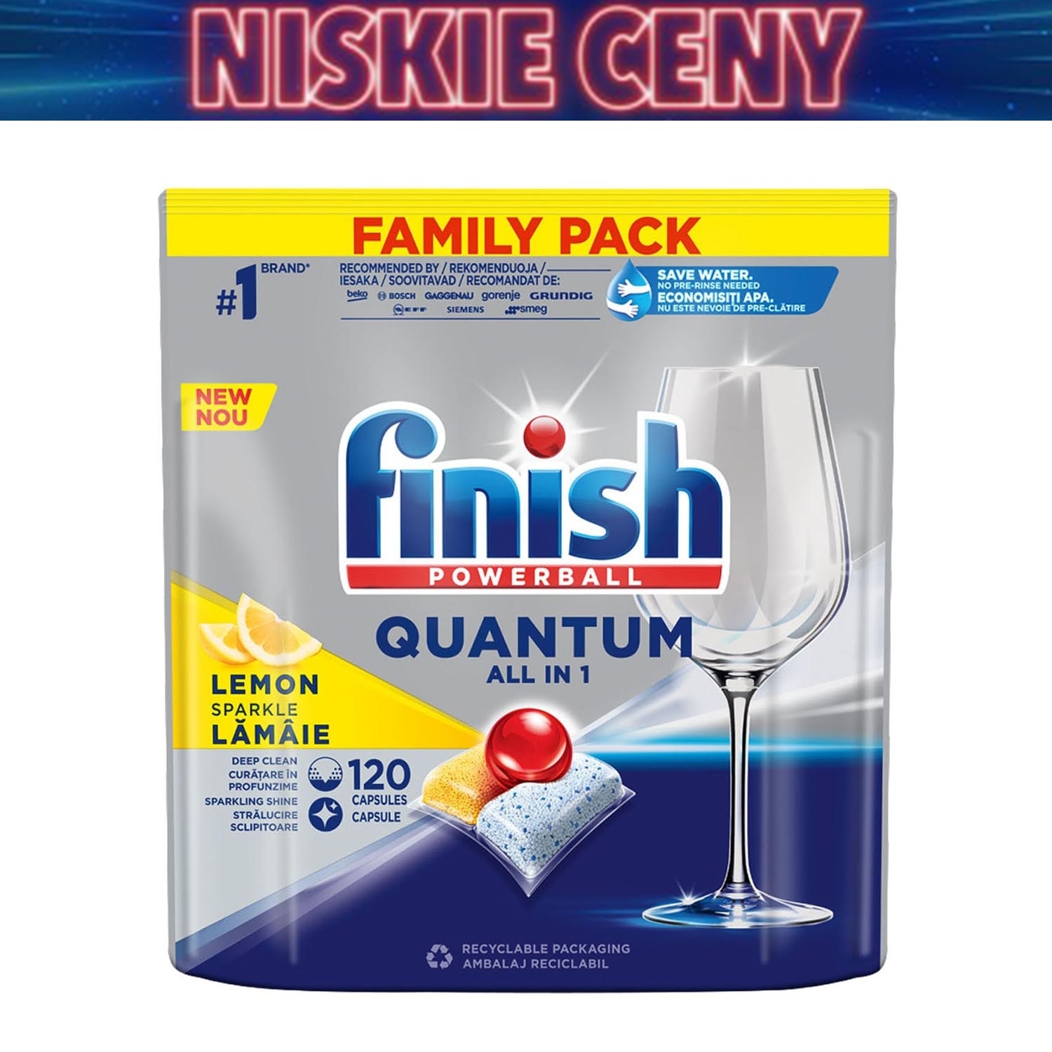 Kapsułki do zmywarki Finish Quantum Lemon, 120 sztuk