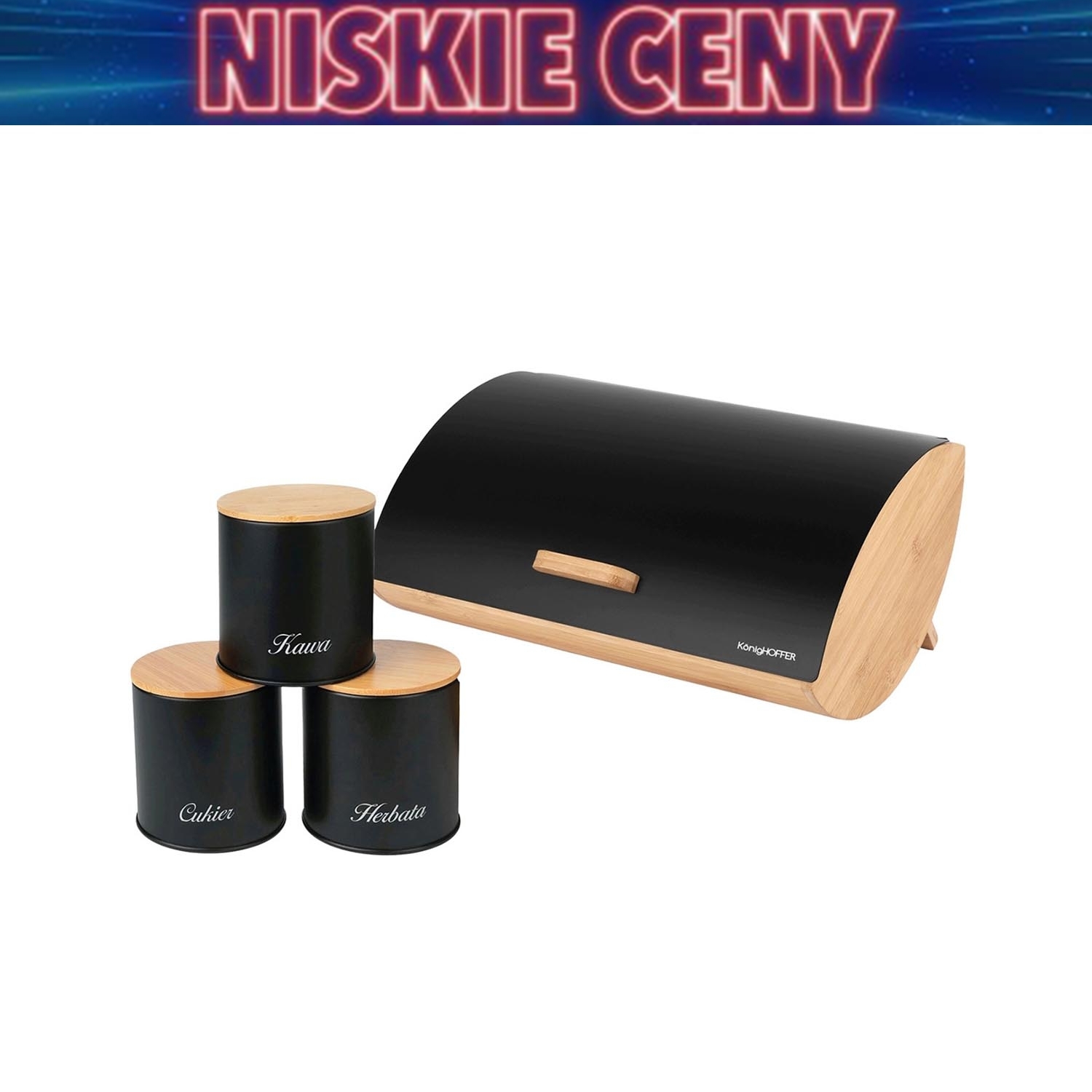 Chlebak z 3 pojemnikami Konighoffer Cosmic, czarny