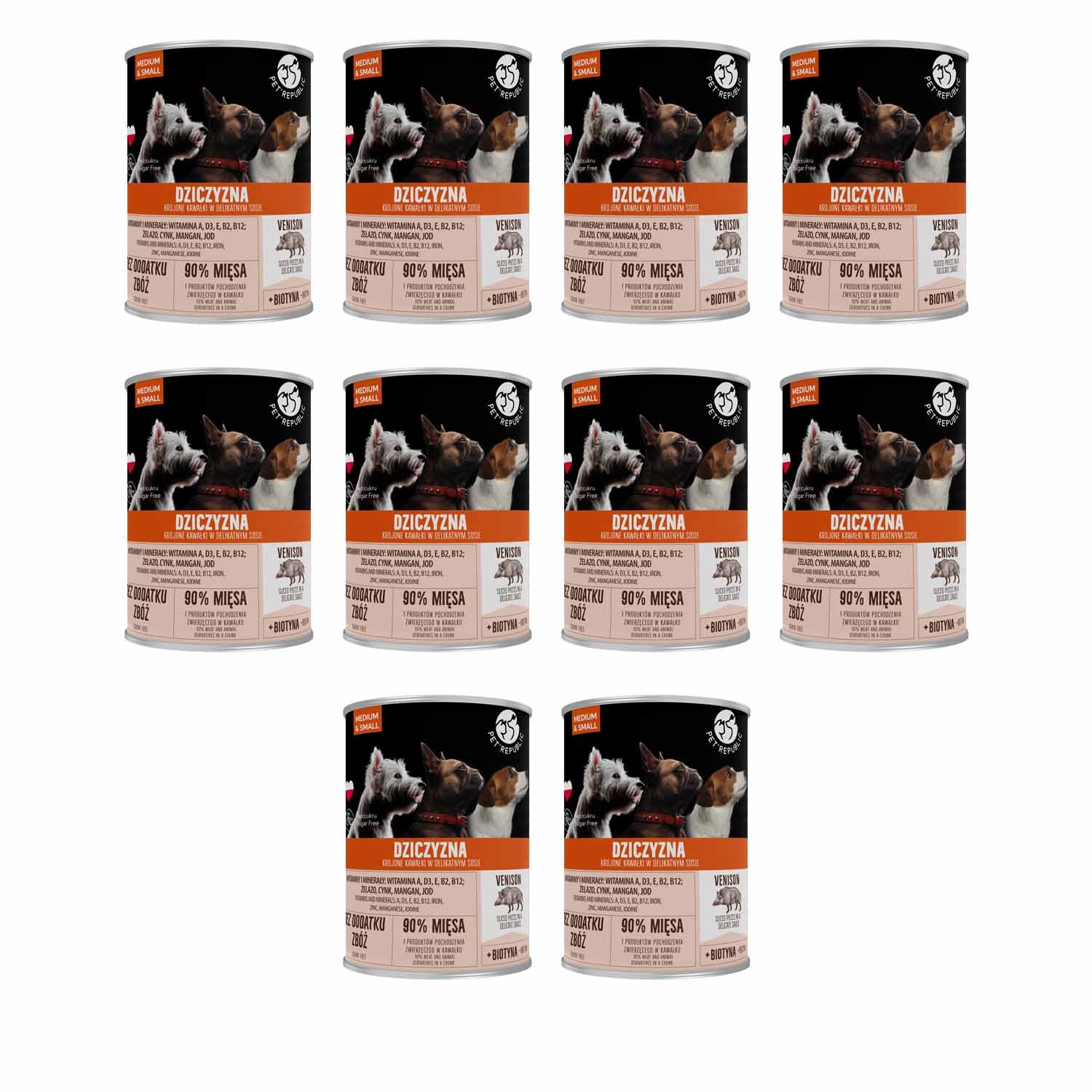 Karma dla psa Pet Republic, z dziczyzną, mokra, 10 x 400 g