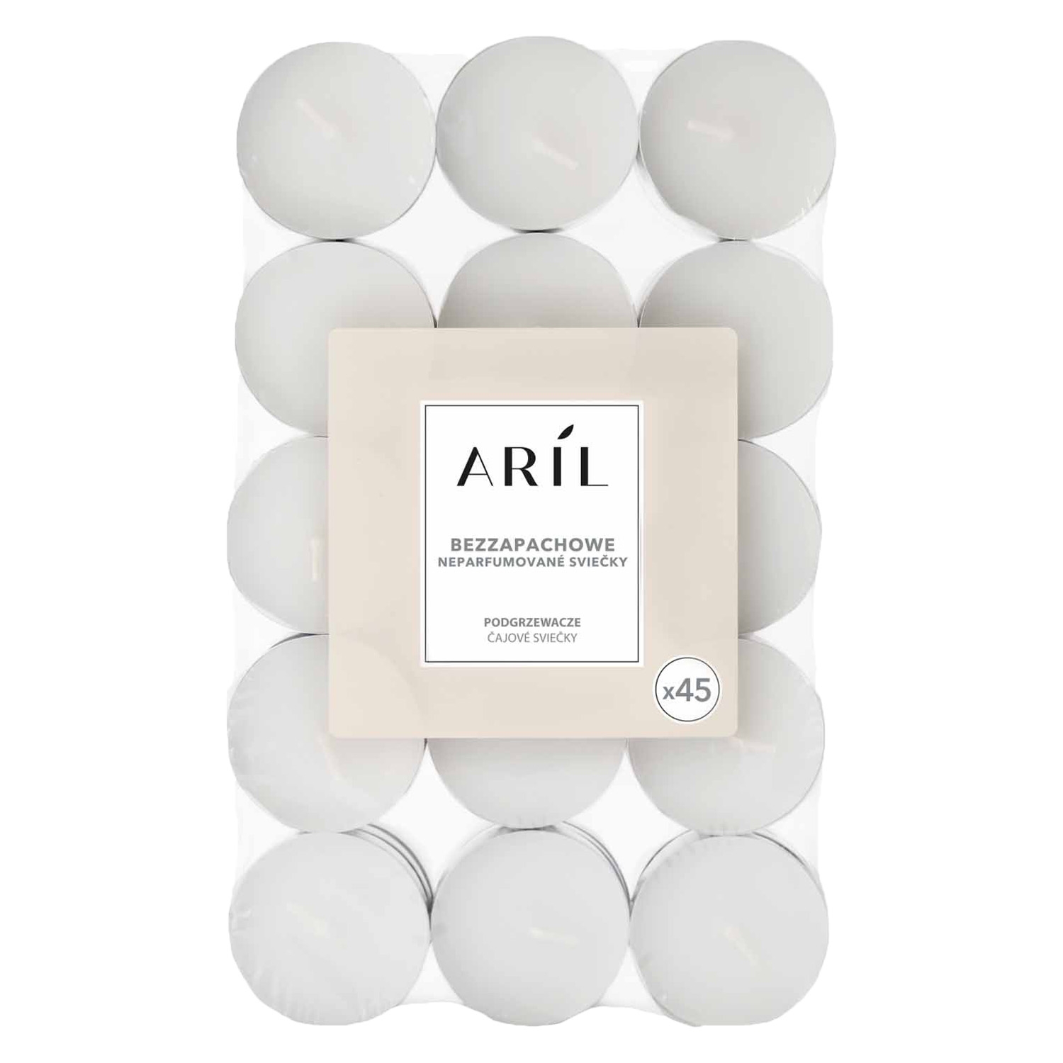 Podgrzewacze tealight Aril, 45 szt., bezzapachowe