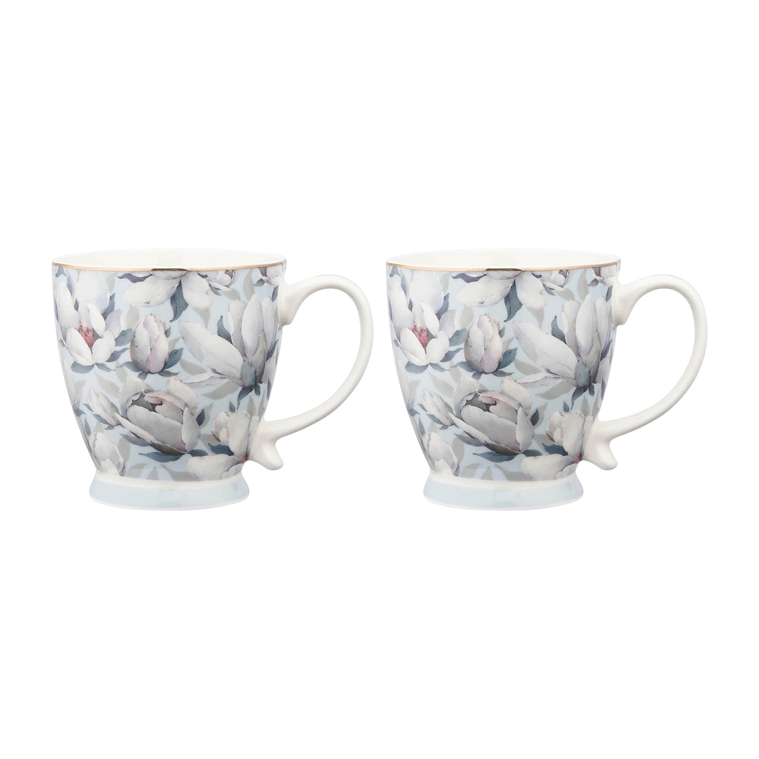 Komplet 2 filiżanek na stopce Altom Design, 420 ml, magnolia błękit