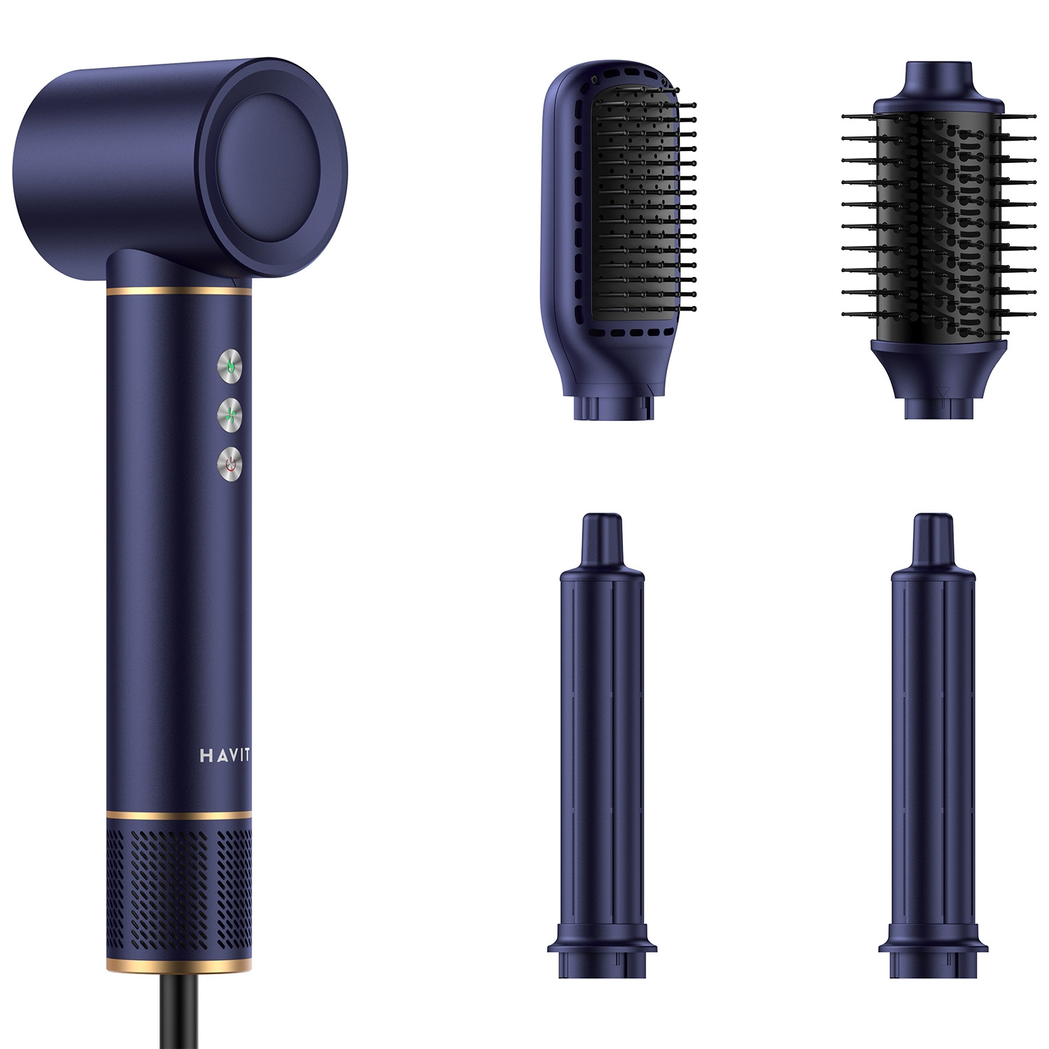 Lokówko-suszarka Multistyler Havit HD634, 1300 W, 4 końcówki, niebieska