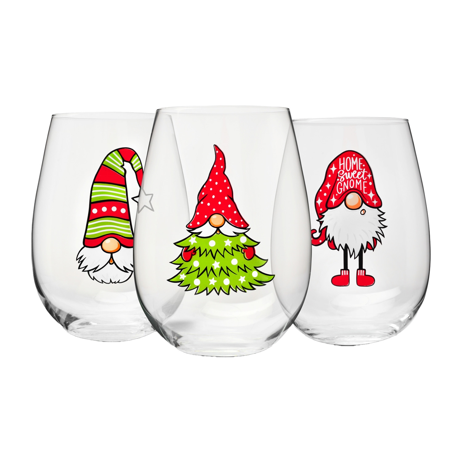 Komplet 3 szklanek świątecznych Krosno God Jul, skrzaty, 500 ml