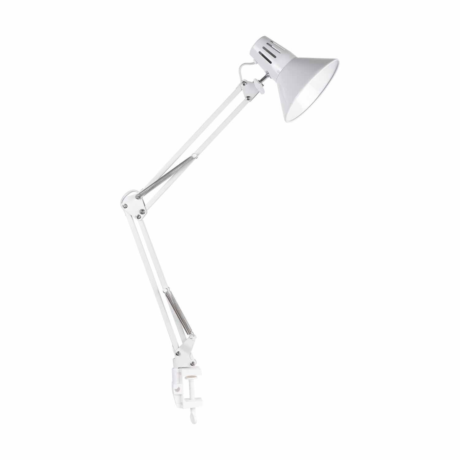 Lampa biurkowa Sanico Goldlux Worker, E27, mocowana do blatu, biała