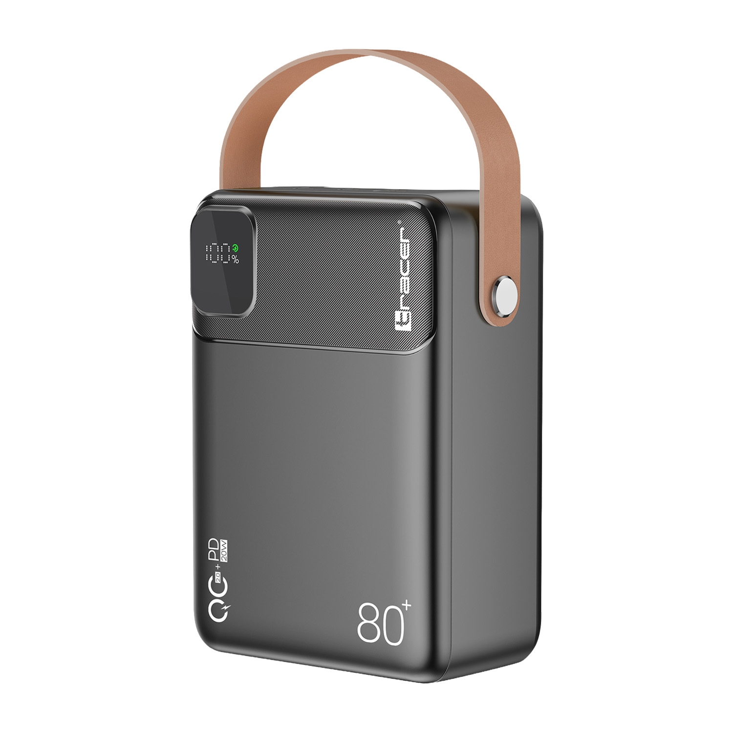 Powerbank Tracer Prime-V8, 80000 mAh, 22,5 W, latarka LED, czarny