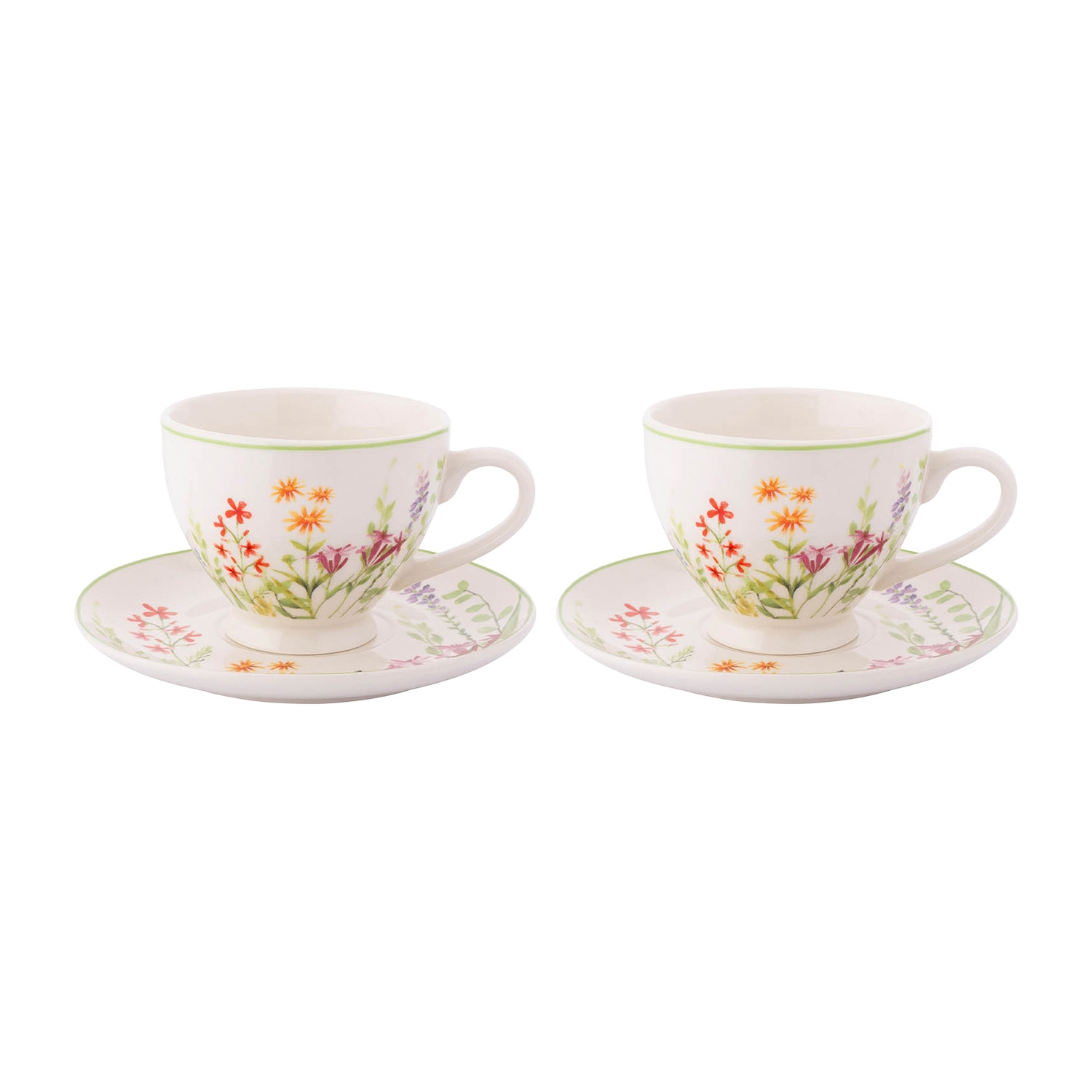 Komplet 2 filiżanek Altom Design Herbal, 220 ml, ze spodkami