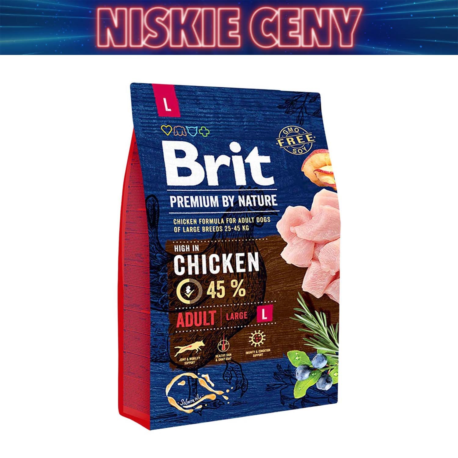 Karma dla psa Brit Premium By Nature Adult L, sucha, z kurczakiem, 3 kg