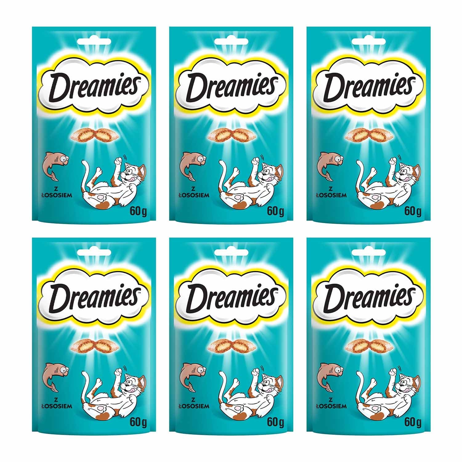 Przysmak dla kota Dreamies, z łososiem, 6 x 60 g