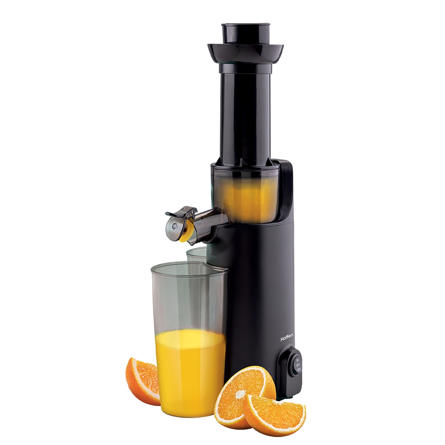 Miniwyciskarka wolnoobrotowa Hoffen, 120 W, 2 x 500 ml, czarna