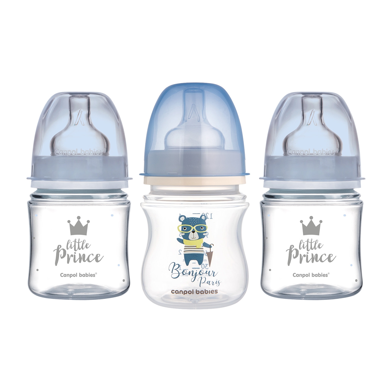 Zestaw 3 butelek Canpol Babies, 120 ml, niebieskie