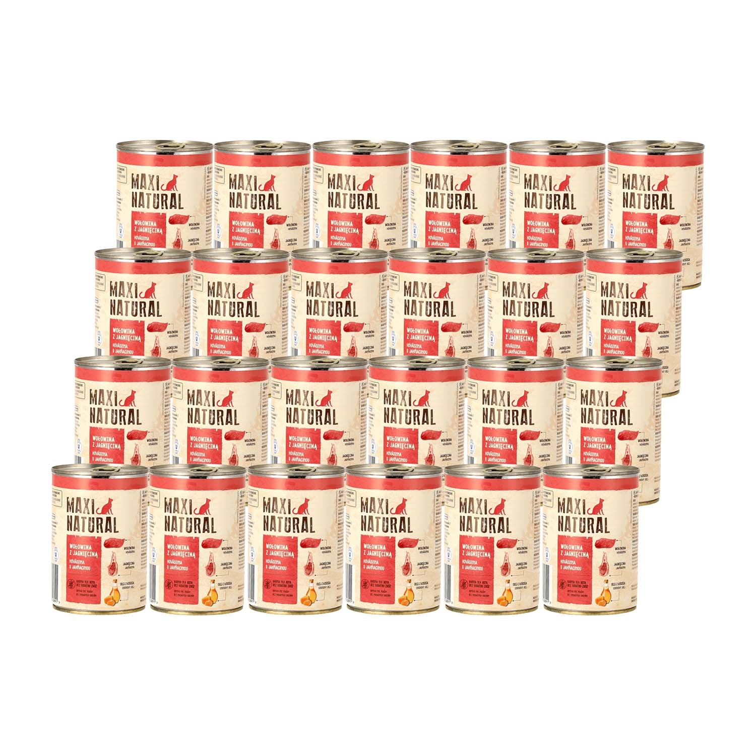 Mokra karma dla kotów Maxi Natural, wołowina z jagnięciną, 24 x 400 g