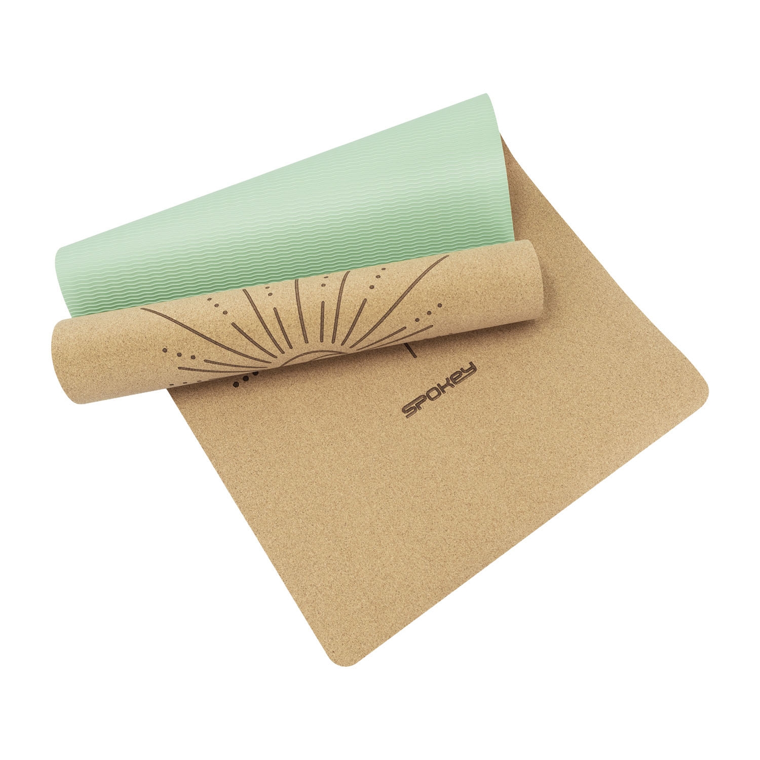 Mata korkowa Spokey Savasana, do jogi i pilatesu, 0,4 cm, zielona