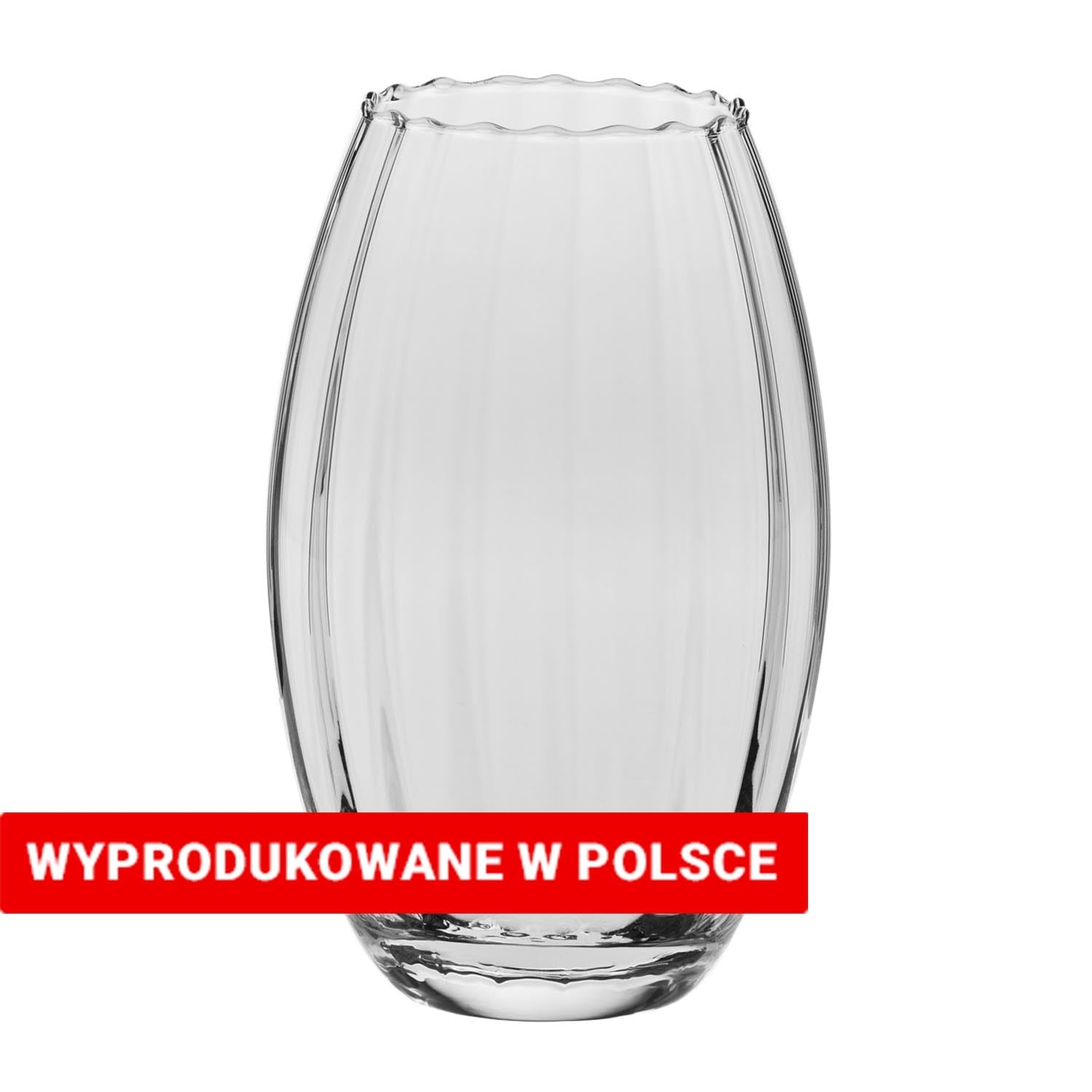 Wazon szklany Krosno Home, 23,5 cm, ryflowany